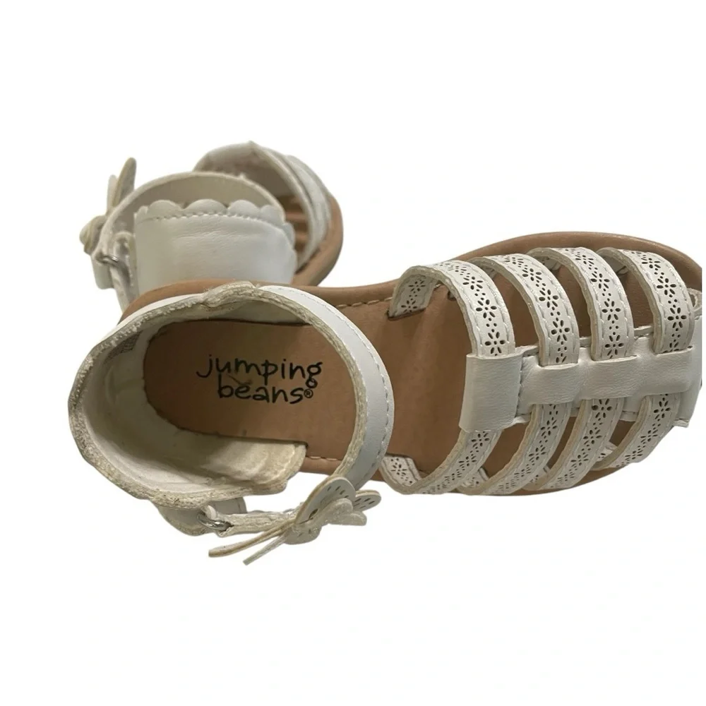 Jumping Beans sandals toddler girls 6 white fisherman style hook & loop closure